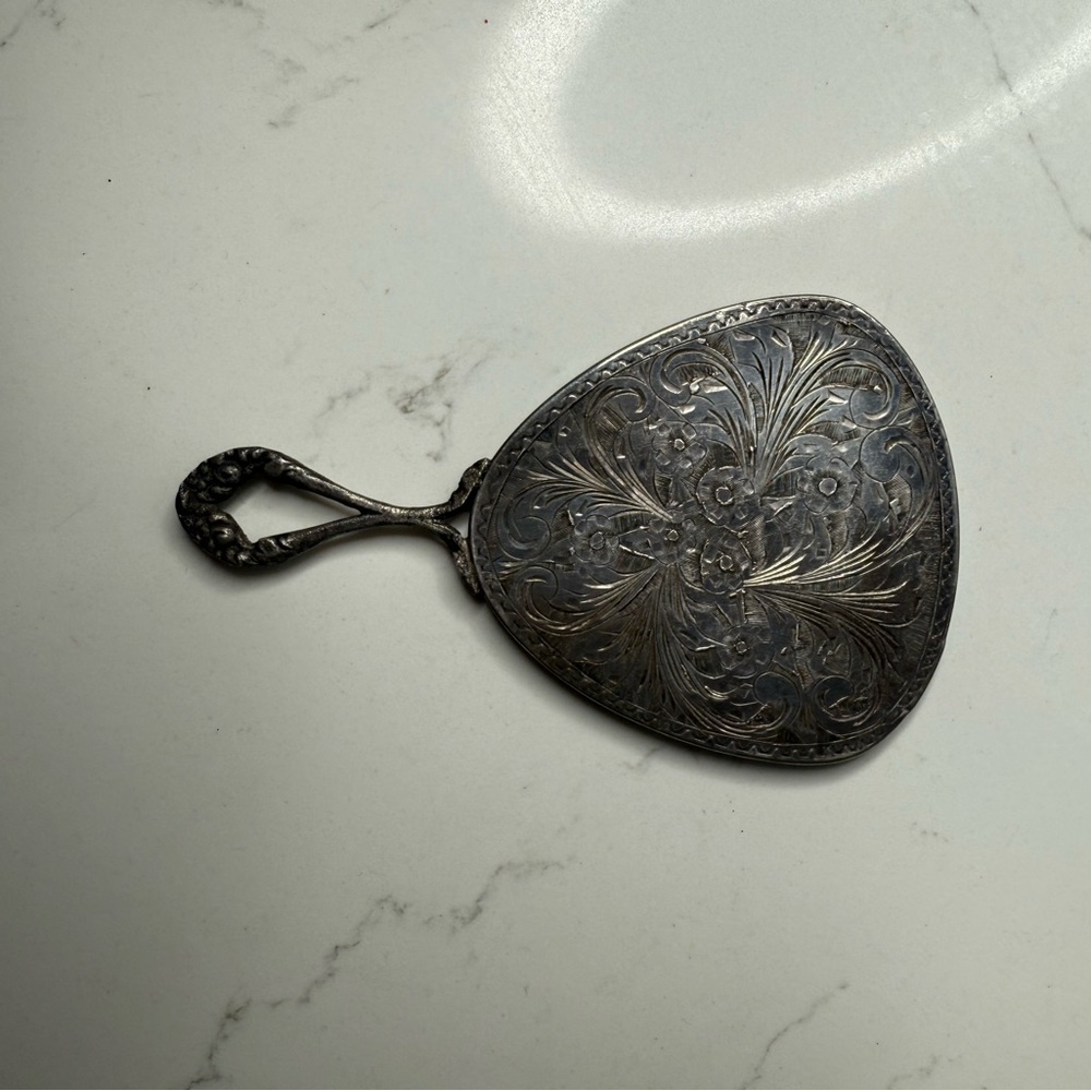 Vintage silver Handheld Mirror with Intricate Design